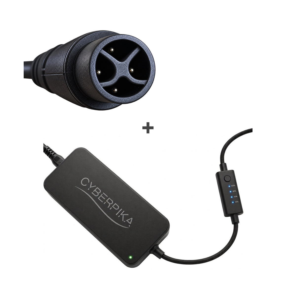 CyberPika Smart eBike Charger Bundle with CSM 4-PIN Adapter