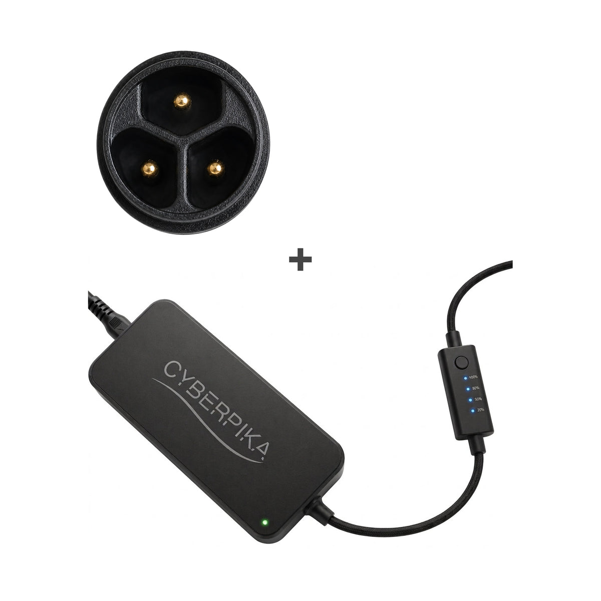 CyberPika Smart eBike Charger Bundle with Standard 3-Pin Adapter