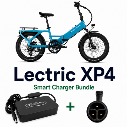 CyberPika Smart Charger Bundle for Lectric XP4 with JUNLEI 3015 3-Pin Adapter