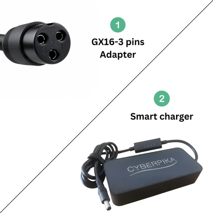 Cyberpika Smart eBike Charger Bundle with GX16 3-Pin Adapter