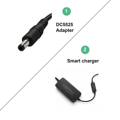 CyberPika Smart eBike Charger Bundle with DC5525 Adapter