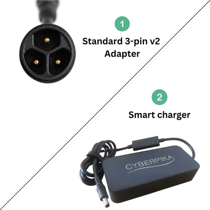 Cyberpika Smart eBike Charger Bundle with Standard 3-Pin v2 Adapter