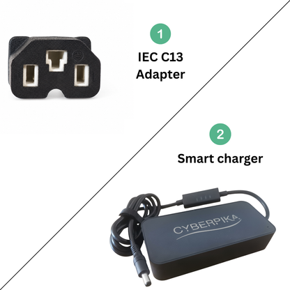Cyberpika Smart eBike Charger Bundle with IEC C13 Adapter