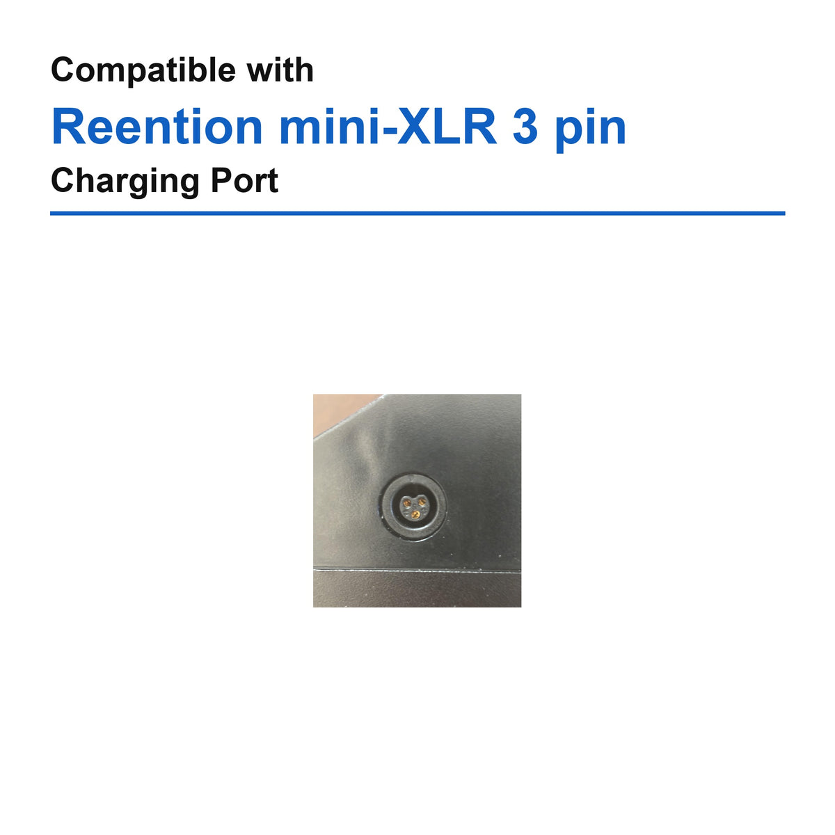 Compatible with Reention mini-XLR 3 pin charging port